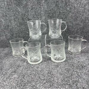 Arcoroc Canterbury Crocus Clear Glass Coffee Cups 10 oz. -Set of 6
